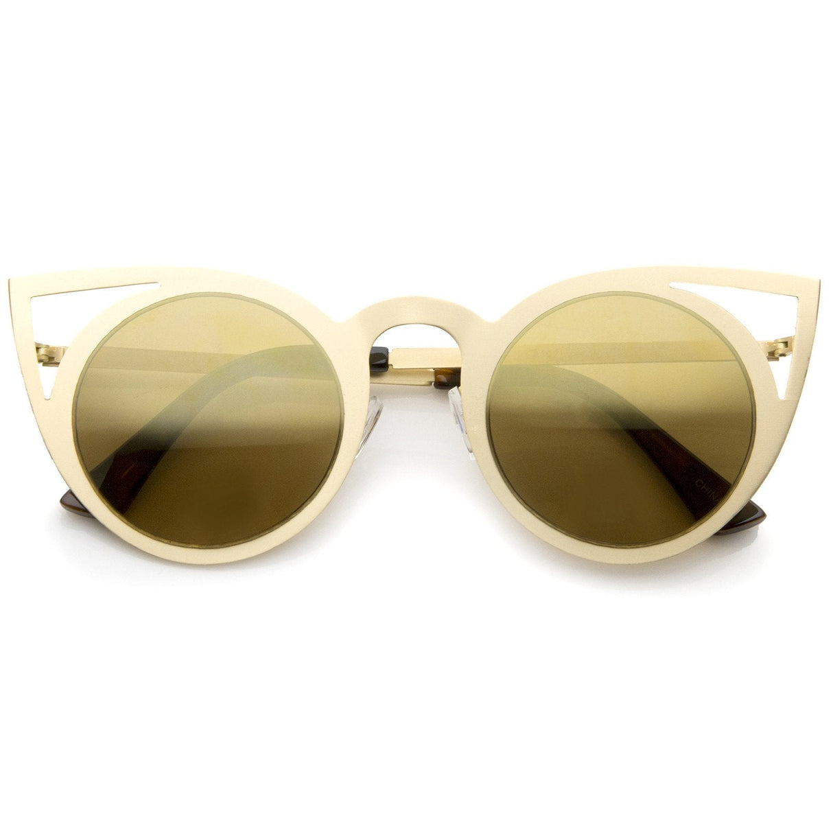 Women's Laser Cut Round Metal Mirror Lens Sunglasses A102 from zeroUV