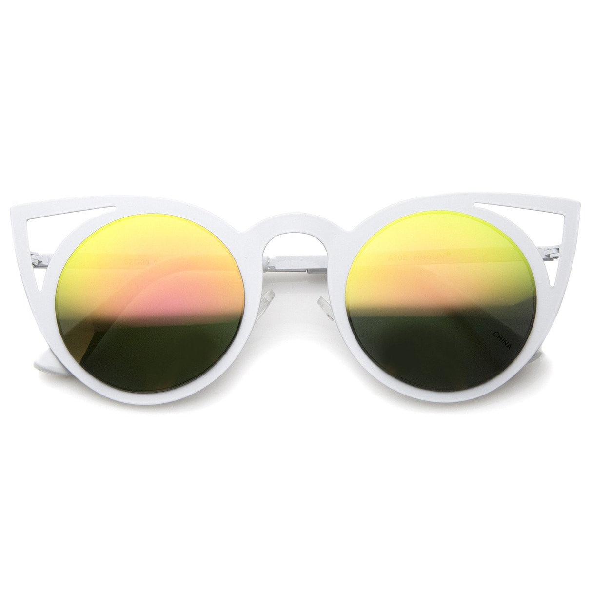 Women's Laser Cut Round Metal Mirror Lens Sunglasses A102 from zeroUV