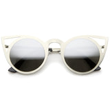 Women's Laser Cut Round Metal Mirror Lens Sunglasses A102 from zeroUV