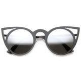 Women's Laser Cut Round Metal Mirror Lens Sunglasses A102 from zeroUV