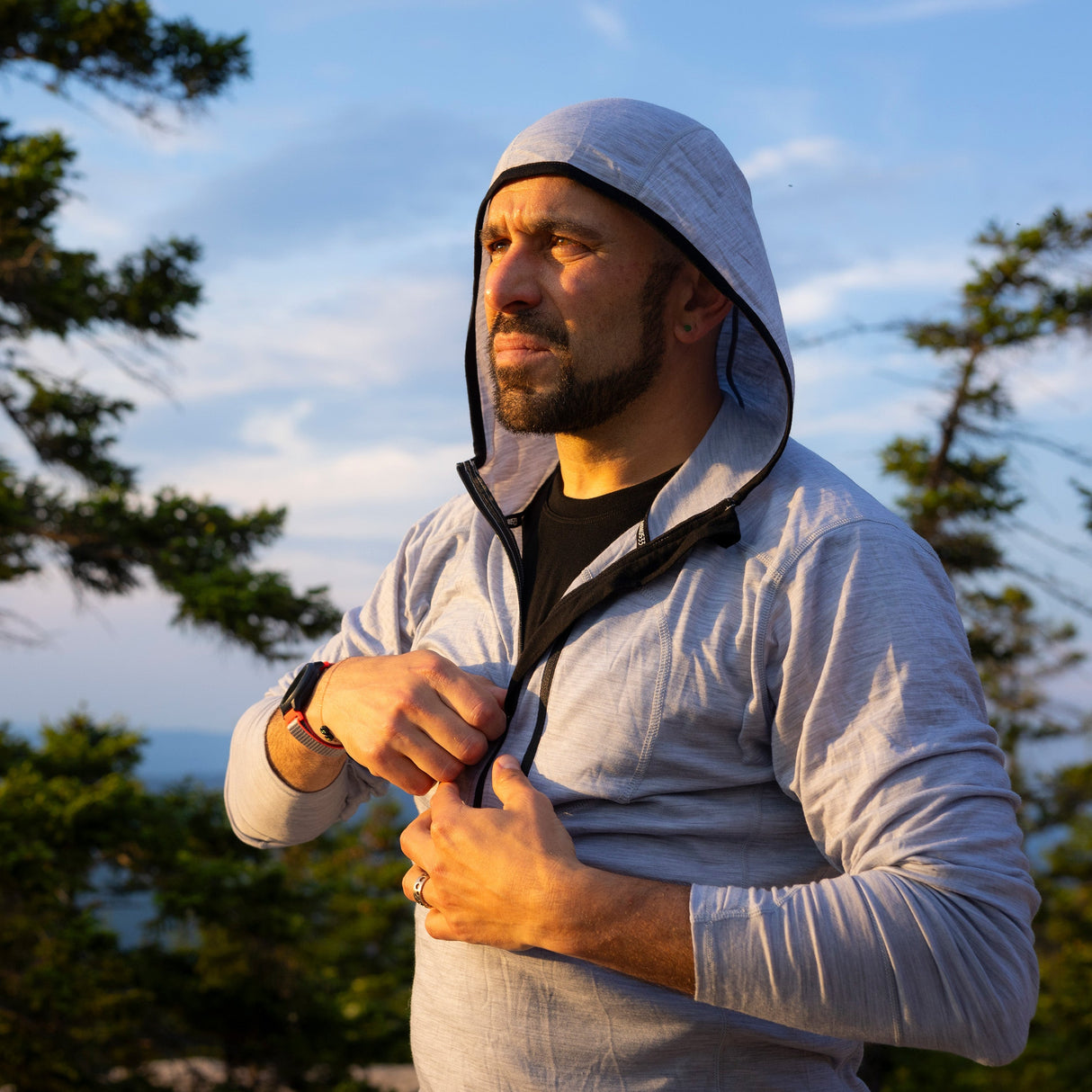 Microweight - Men's Wool 1/4 Zip Sun Hoodie Woolverino from Minus33 Merino Wool Clothing