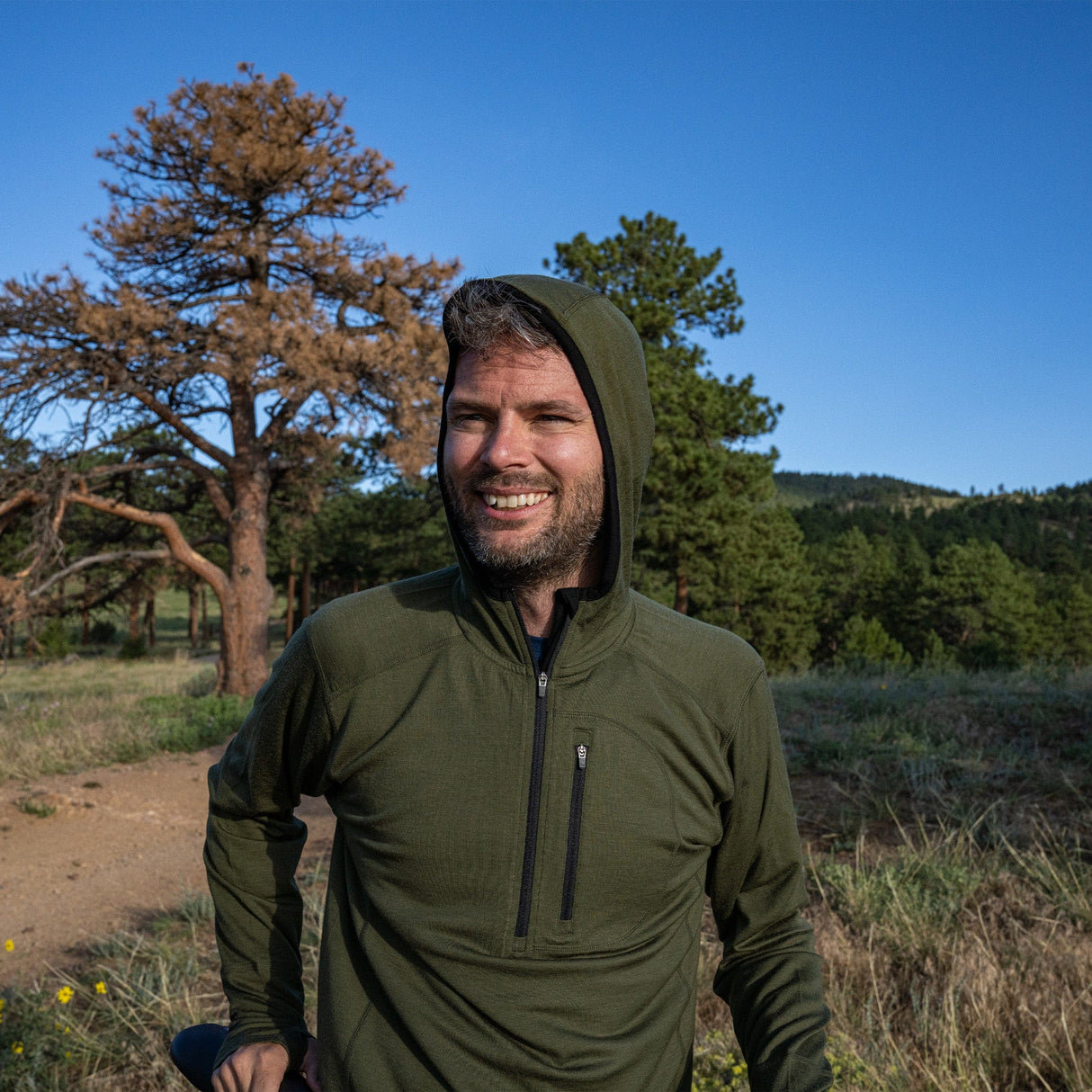 Microweight - Men's Wool 1/4 Zip Sun Hoodie Woolverino from Minus33 Merino Wool Clothing