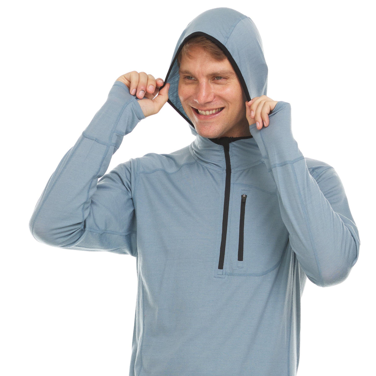 Microweight - Men's Wool 1/4 Zip Sun Hoodie Woolverino from Minus33 Merino Wool Clothing