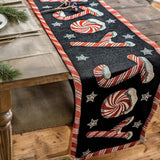 DaDa Bedding Peppermint Joy Red Black Holiday Tapestry Dining Table Runner (12904) from DaDalogy Bedding Collection
