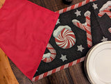 DaDa Bedding Peppermint Joy Red Black Holiday Tapestry Dining Table Runner (12904) from DaDalogy Bedding Collection