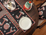 DaDa Bedding Peppermint Joy Red Black Holiday Tapestry Dining Table Runner (12904) from DaDalogy Bedding Collection