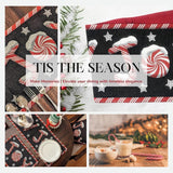 DaDa Bedding Peppermint Joy Red Black Holiday Tapestry Dining Table Runner (12904) from DaDalogy Bedding Collection