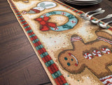 DaDa Bedding Gingerbread Snowman Holiday Woven Tapestry Dining Table Runner (12917) from DaDalogy Bedding Collection