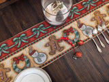 DaDa Bedding Gingerbread Snowman Holiday Woven Tapestry Dining Table Runner (12917) from DaDalogy Bedding Collection
