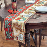 DaDa Bedding Gingerbread Snowman Holiday Woven Tapestry Dining Table Runner (12917) from DaDalogy Bedding Collection