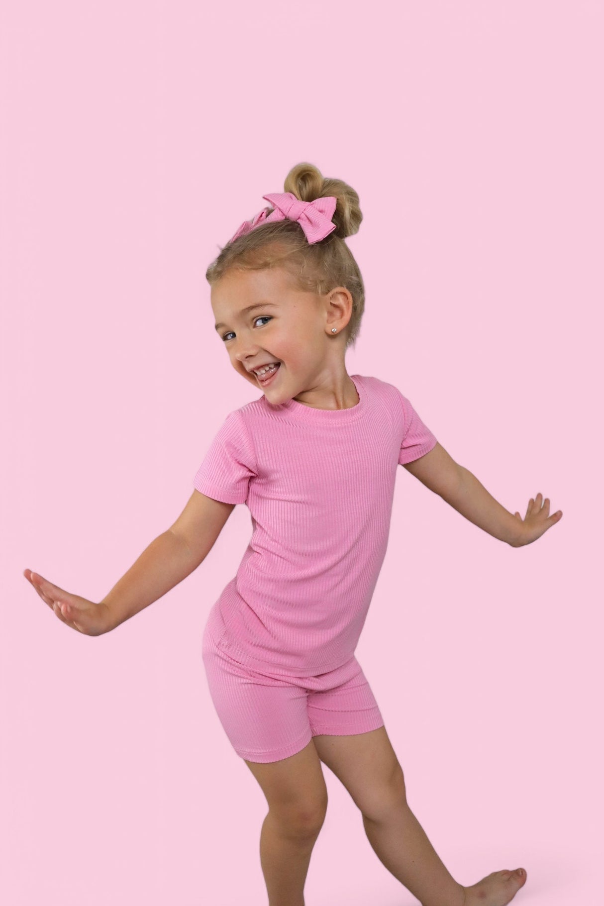 BELLA PINK RIB DREAM SHORT SET from DREAM BIG LITTLE CO