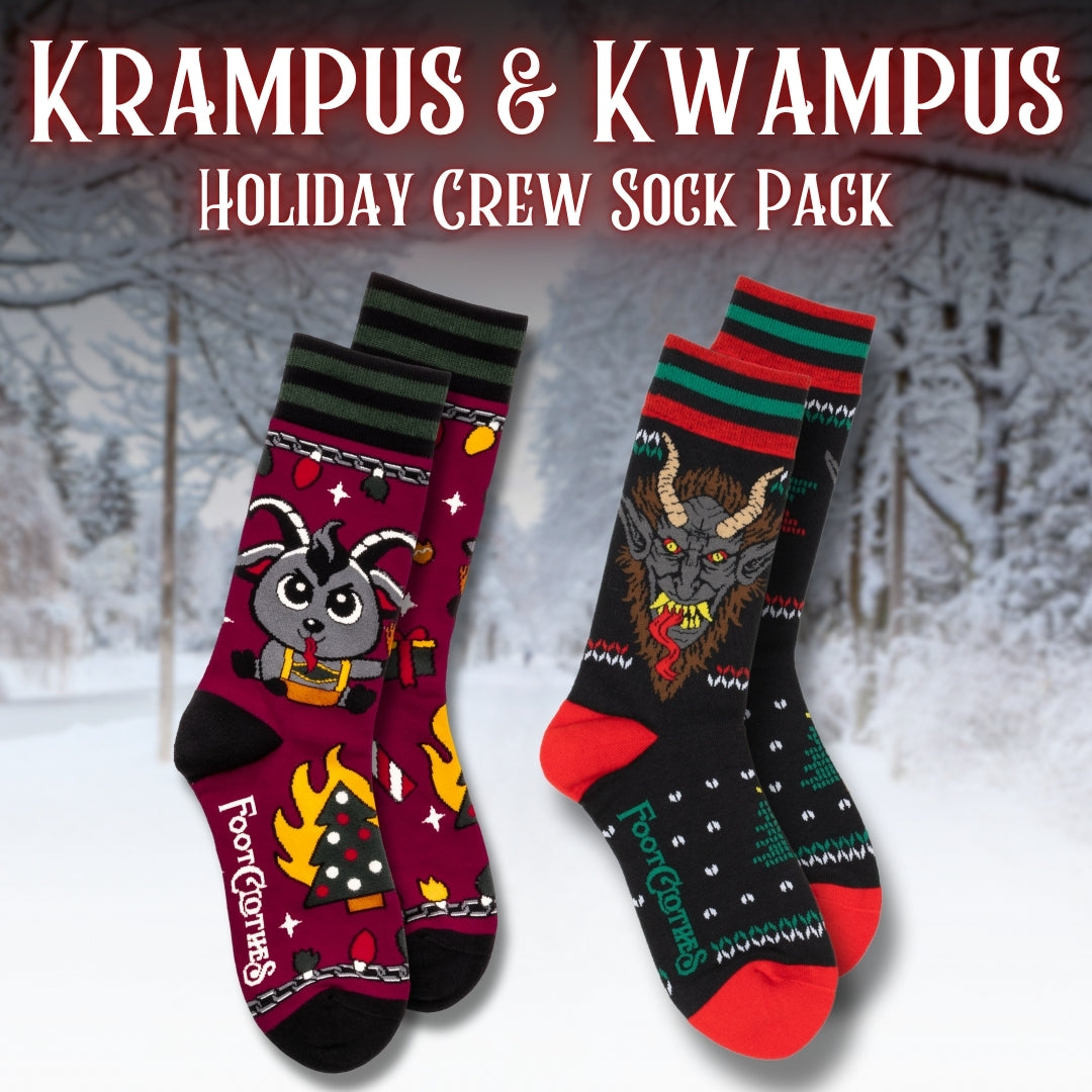 Krampus & Kwampus Holiday Crew Sock Pack | 2 Designs from FootClothes