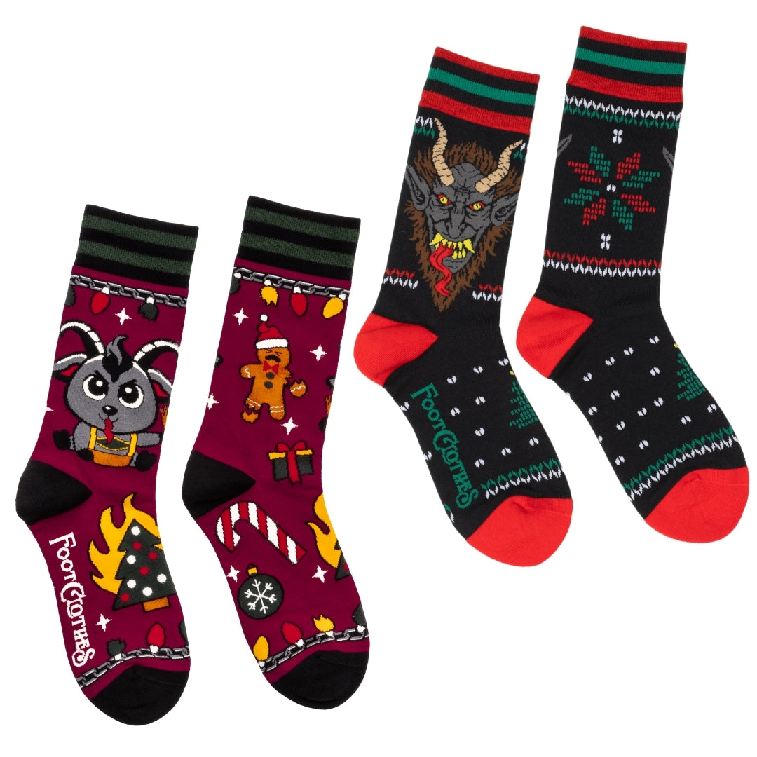 Krampus & Kwampus Holiday Crew Sock Pack | 2 Designs from FootClothes
