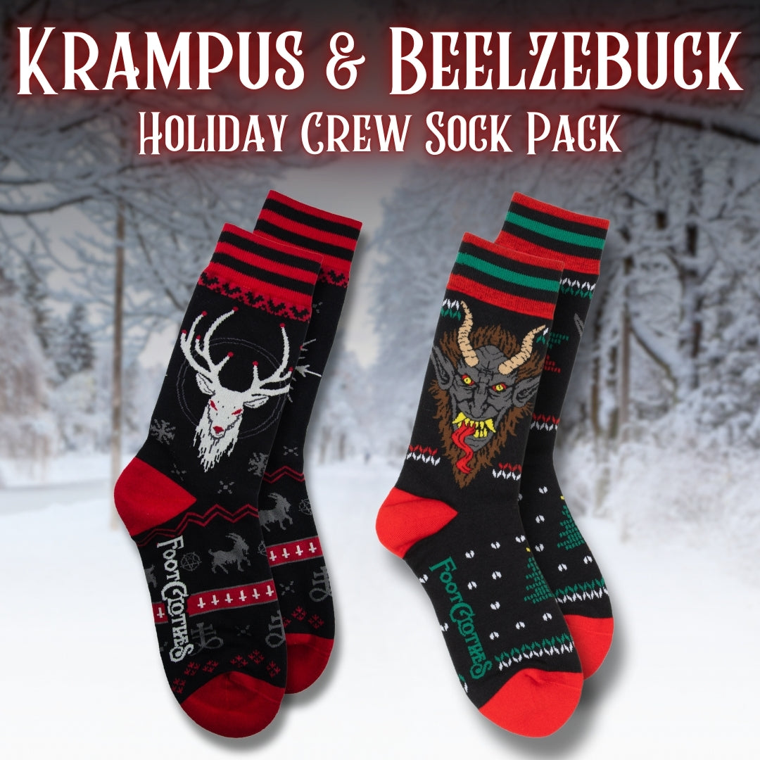 Krampus & Beelzebuck Holiday Crew Sock Pack  | 2 Designs from FootClothes