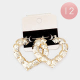 12Pairs- Medium Metal Bamboo Heart Pin Catch Earrings from Madeline Love