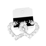 12Pairs- Medium Metal Bamboo Heart Pin Catch Earrings from Madeline Love
