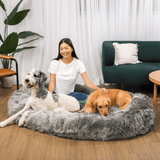 PupCloud™ Human-Size Dog Bed + Matching Waterproof Blanket Bundle - Charcoal Grey from Paw.com