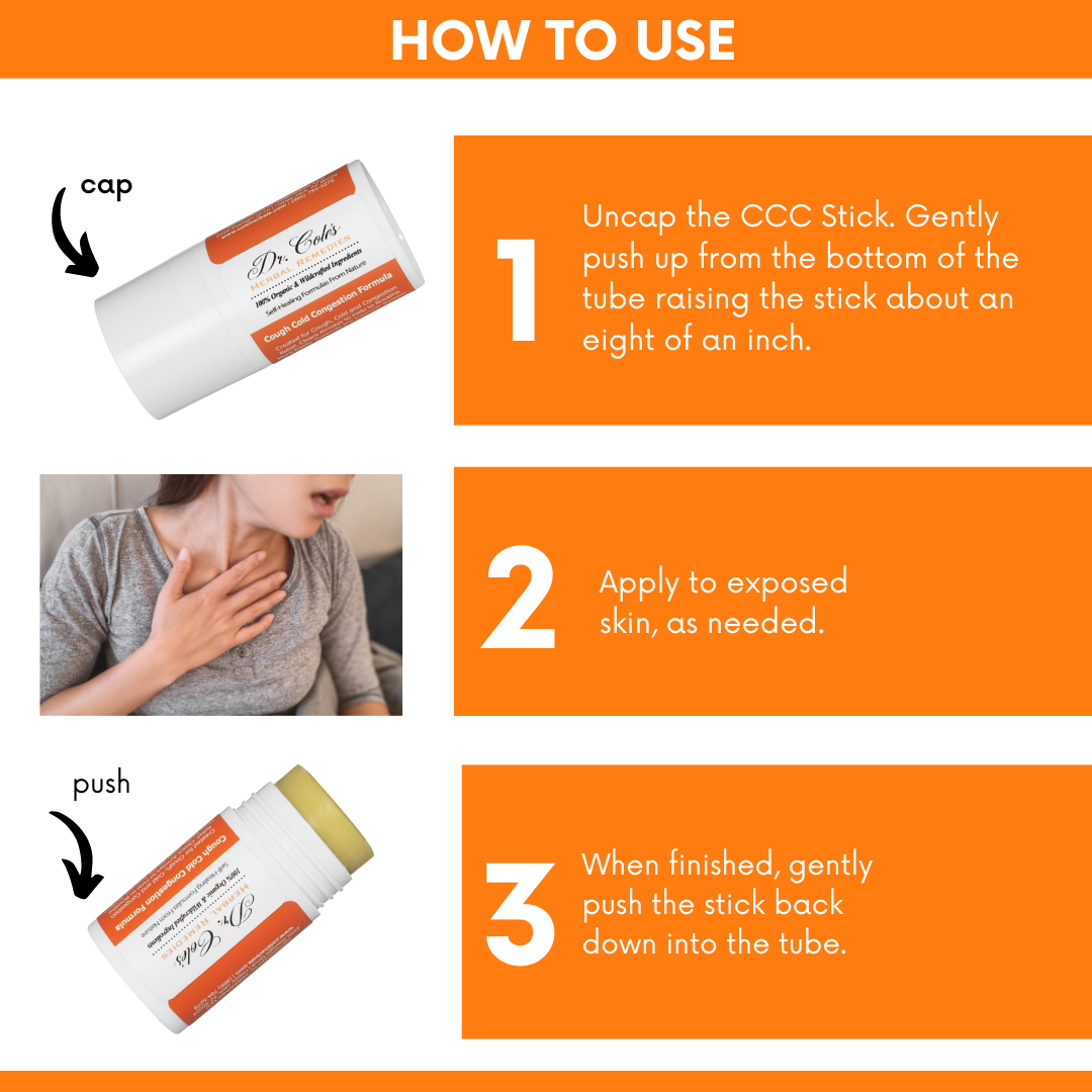 Cough Cold Congestion Balm Stick From Dr. Cole's Herbal Remedies