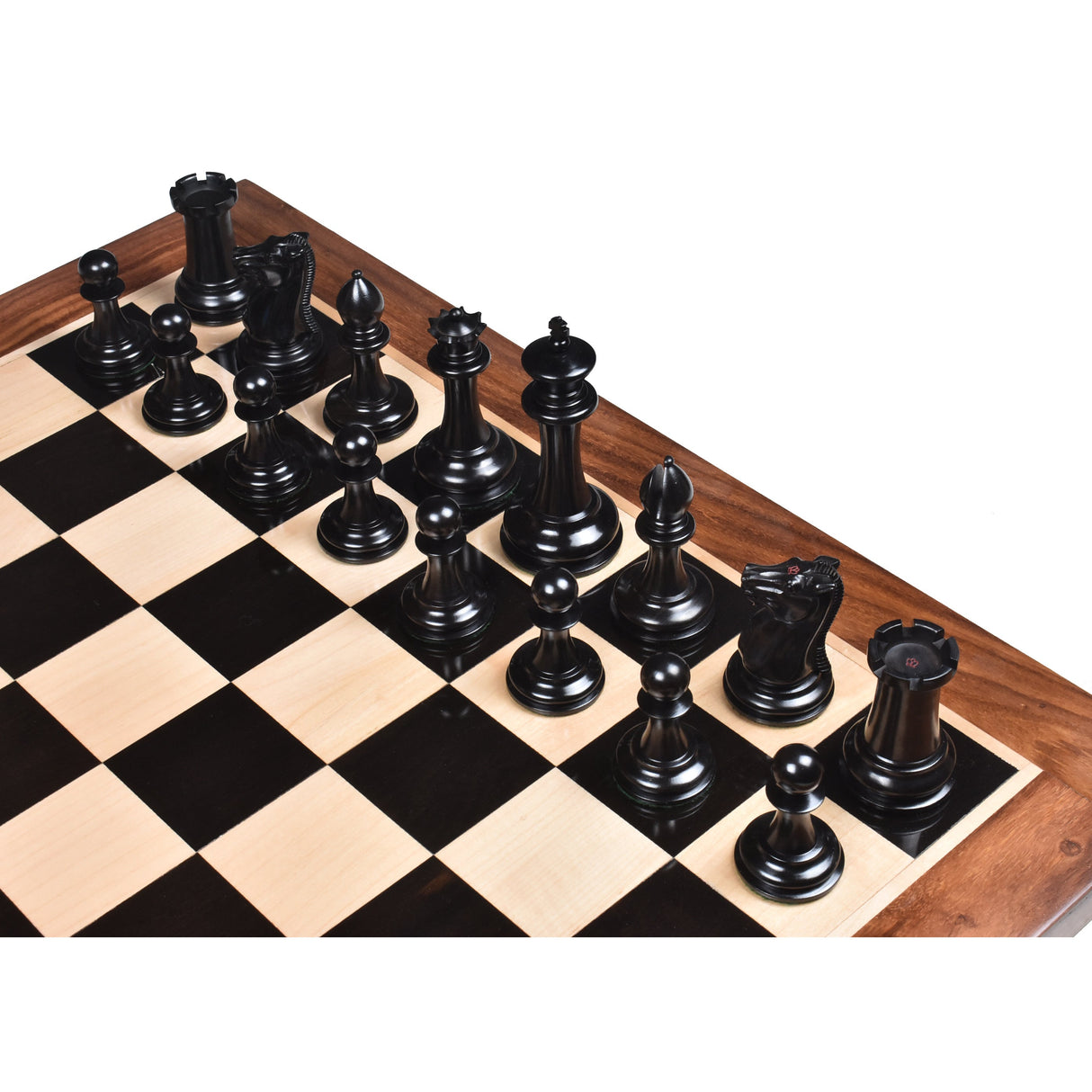 Leuchars Cook Staunton Chess Set- Chess Pieces Only - Ebony Wood & Antiqued Boxwood - 4.5" From Royal Chess Mall