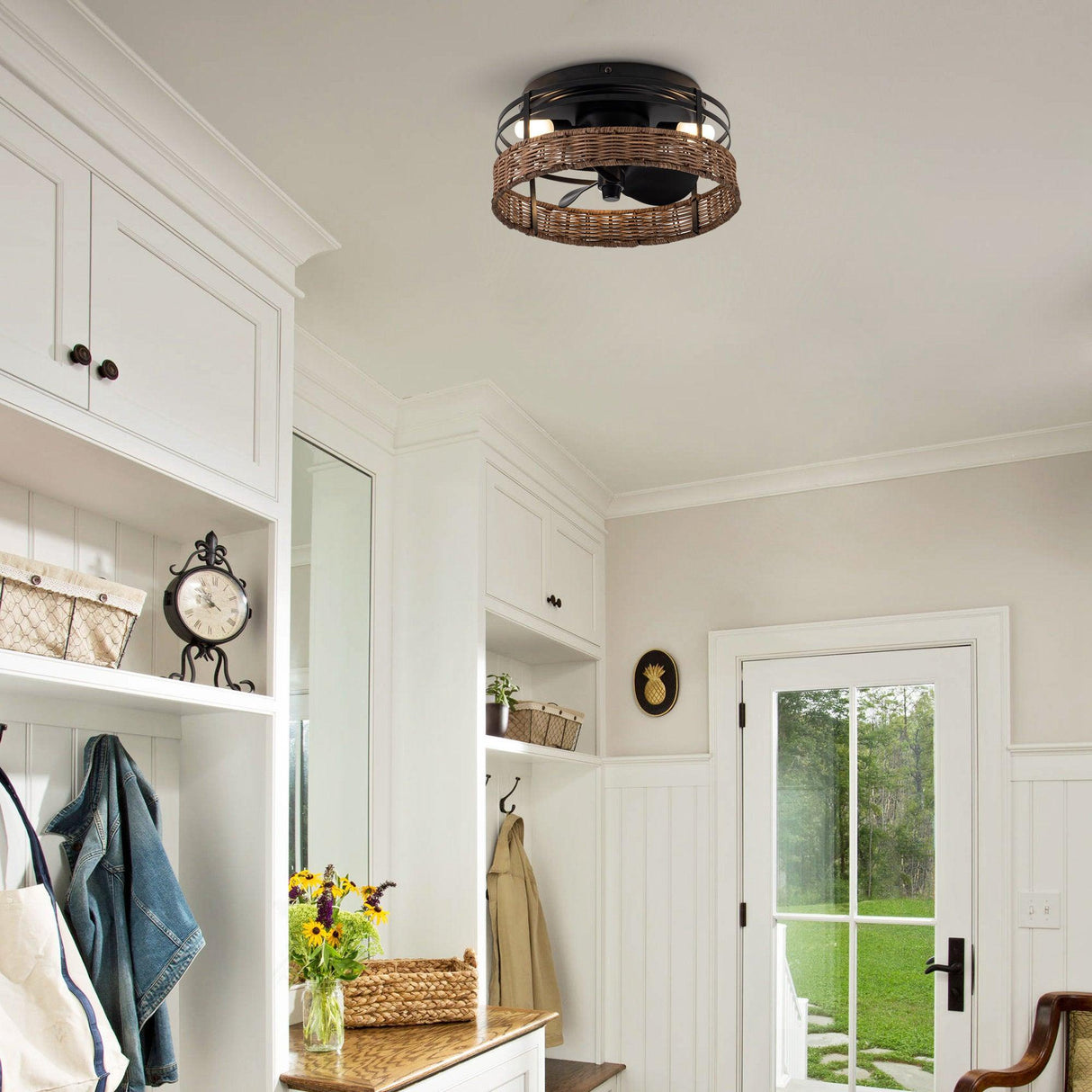 Farmhouse Flush Mount Reversible Ceiling Fan with Lighting and Remote Control From ParrotUncle
