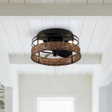 Farmhouse Flush Mount Reversible Ceiling Fan with Lighting and Remote Control From ParrotUncle