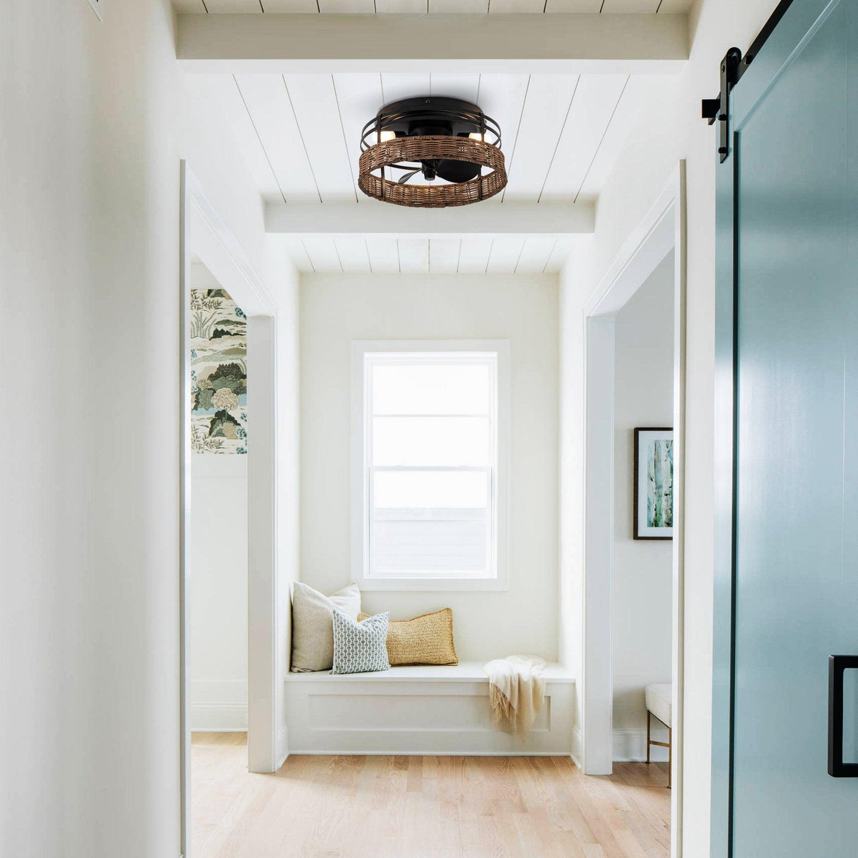Farmhouse Flush Mount Reversible Ceiling Fan with Lighting and Remote Control From ParrotUncle