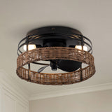 Farmhouse Flush Mount Reversible Ceiling Fan with Lighting and Remote Control From ParrotUncle