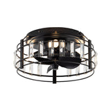 Modern DC Motor Flush Mount Reversible Crystal Ceiling Fan with Lighting and Remote Control From ParrotUncle