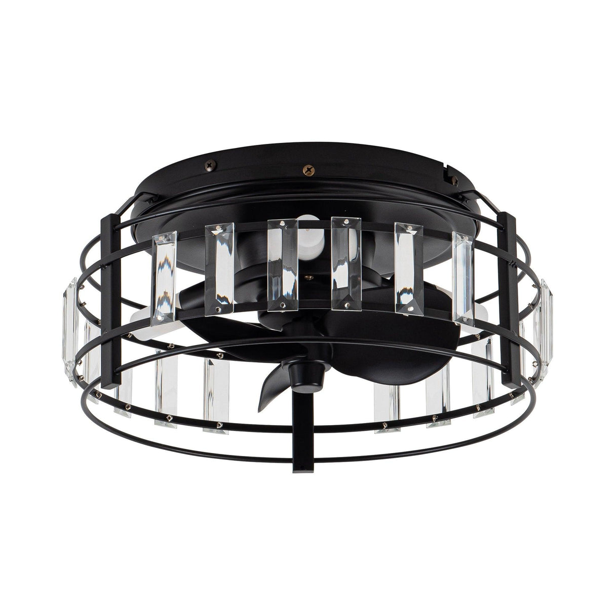 Modern DC Motor Flush Mount Reversible Crystal Ceiling Fan with Lighting and Remote Control From ParrotUncle