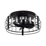 Modern DC Motor Flush Mount Reversible Crystal Ceiling Fan with Lighting and Remote Control From ParrotUncle