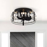 Modern DC Motor Flush Mount Reversible Crystal Ceiling Fan with Lighting and Remote Control From ParrotUncle
