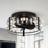 Modern DC Motor Flush Mount Reversible Crystal Ceiling Fan with Lighting and Remote Control From ParrotUncle