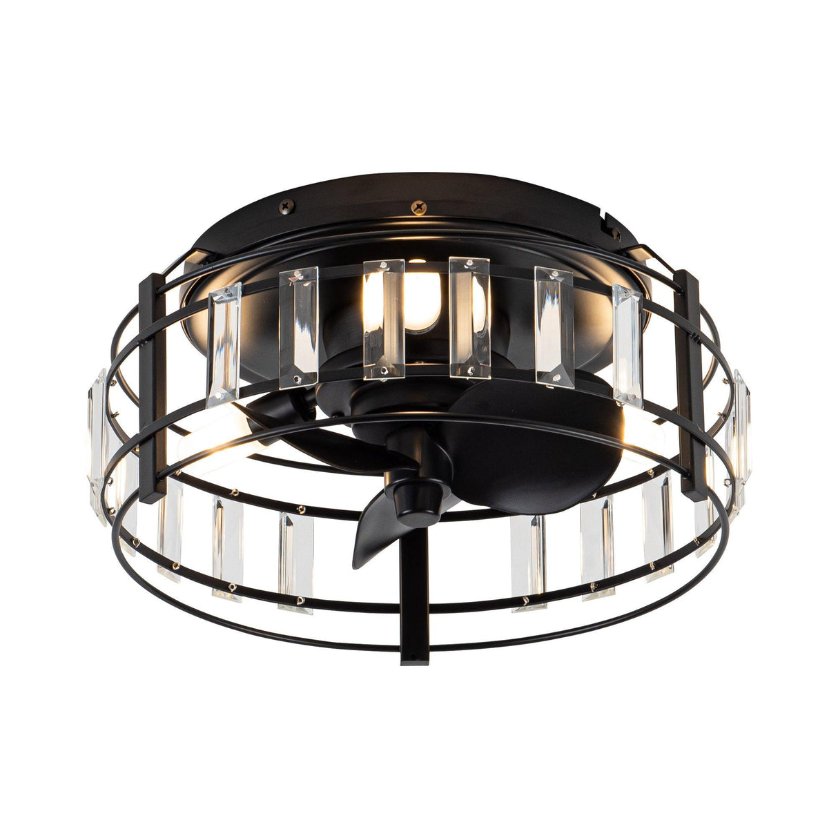 Modern DC Motor Flush Mount Reversible Crystal Ceiling Fan with Lighting and Remote Control From ParrotUncle
