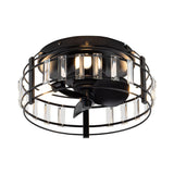 Modern DC Motor Flush Mount Reversible Crystal Ceiling Fan with Lighting and Remote Control From ParrotUncle