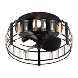 Modern DC Motor Flush Mount Reversible Crystal Ceiling Fan with Lighting and Remote Control From ParrotUncle