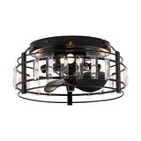 Modern DC Motor Flush Mount Reversible Crystal Ceiling Fan with Lighting and Remote Control From ParrotUncle