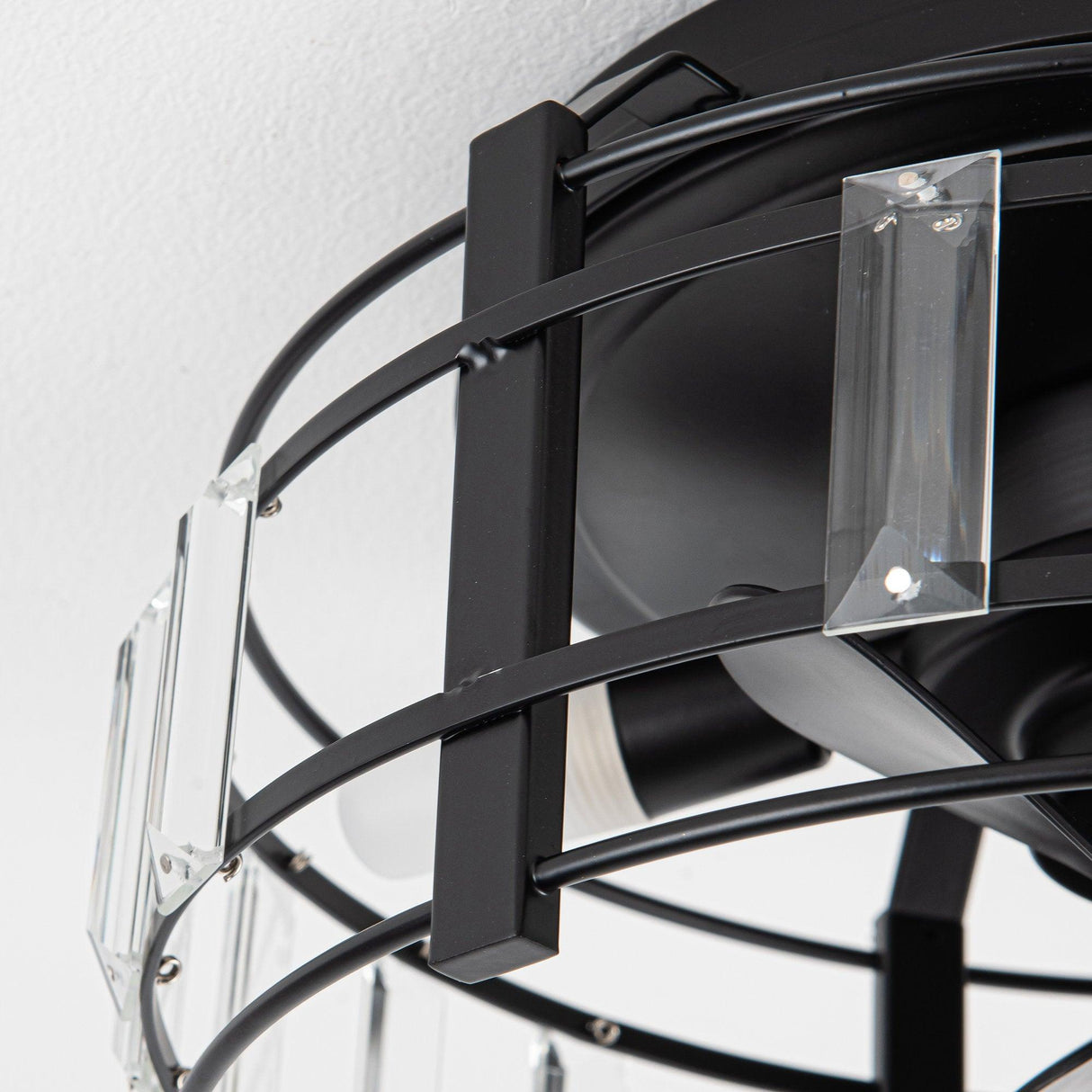 Modern DC Motor Flush Mount Reversible Crystal Ceiling Fan with Lighting and Remote Control From ParrotUncle