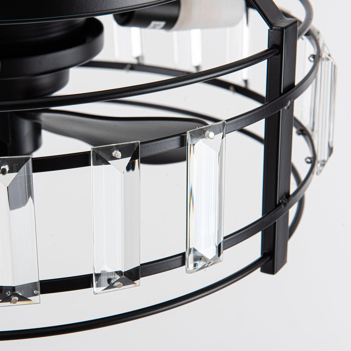 Modern DC Motor Flush Mount Reversible Crystal Ceiling Fan with Lighting and Remote Control From ParrotUncle