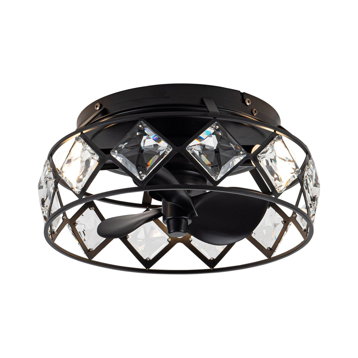 Srinager Modern DC Motor Flush Mount Reversible Crystal Ceiling Fan with Lighting and Remote Control From ParrotUncle