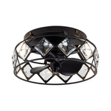Srinager Modern DC Motor Flush Mount Reversible Crystal Ceiling Fan with Lighting and Remote Control From ParrotUncle
