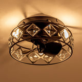 Srinager Modern DC Motor Flush Mount Reversible Crystal Ceiling Fan with Lighting and Remote Control From ParrotUncle
