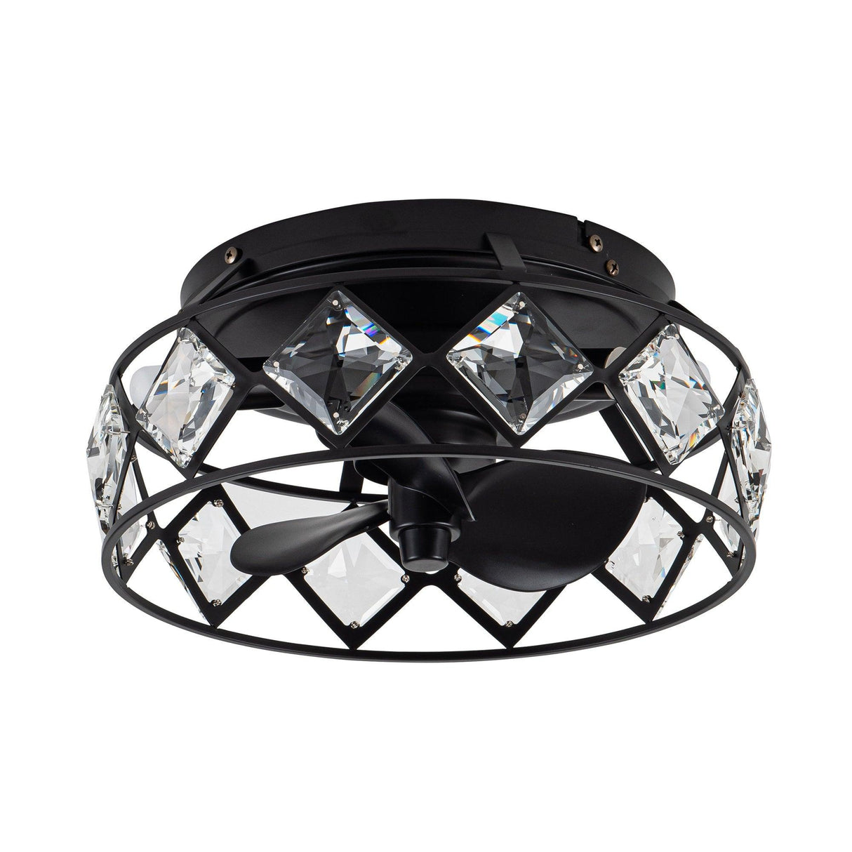 Srinager Modern DC Motor Flush Mount Reversible Crystal Ceiling Fan with Lighting and Remote Control From ParrotUncle