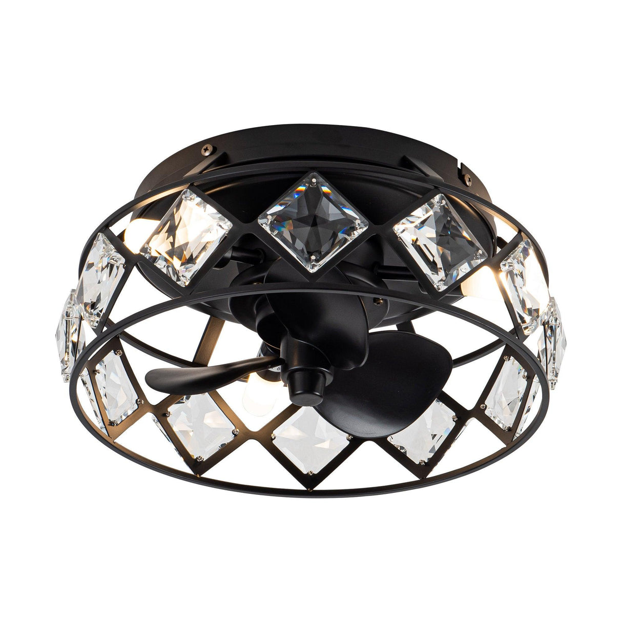 Srinager Modern DC Motor Flush Mount Reversible Crystal Ceiling Fan with Lighting and Remote Control From ParrotUncle
