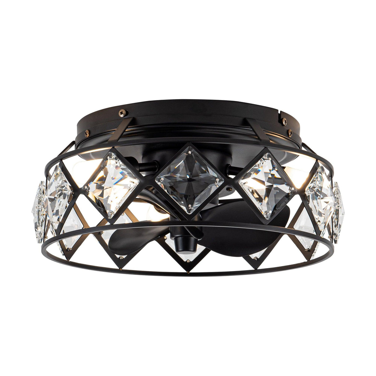 Srinager Modern DC Motor Flush Mount Reversible Crystal Ceiling Fan with Lighting and Remote Control From ParrotUncle