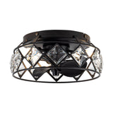 Srinager Modern DC Motor Flush Mount Reversible Crystal Ceiling Fan with Lighting and Remote Control From ParrotUncle