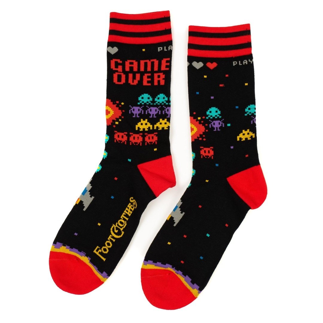 Game Over 80s Video Game Crew Socks from FootClothes