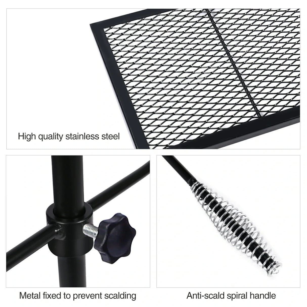 Folding Swivel Campfire Grill Heavy Duty Steel Grate with Carrying Bag for Outdoor Open Flame Cooking From Redcamp