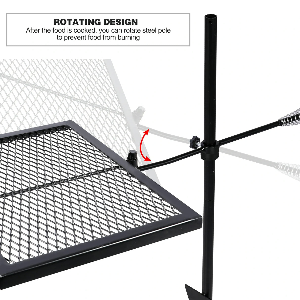 Folding Swivel Campfire Grill Heavy Duty Steel Grate with Carrying Bag for Outdoor Open Flame Cooking From Redcamp