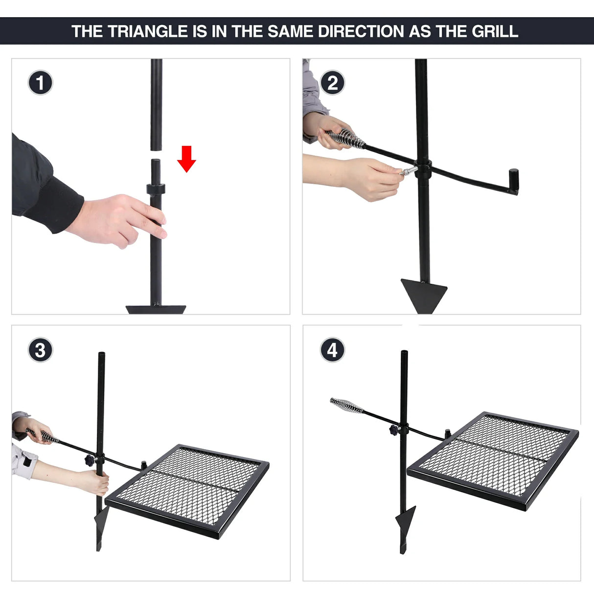 Folding Swivel Campfire Grill Heavy Duty Steel Grate with Carrying Bag for Outdoor Open Flame Cooking From Redcamp