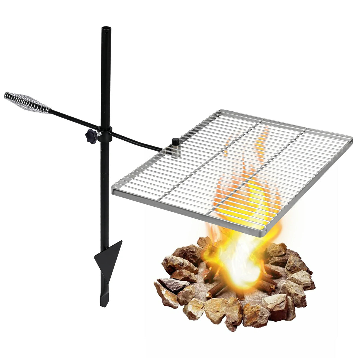 Folding Swivel Campfire Grill Heavy Duty Steel Grate with Carrying Bag for Outdoor Open Flame Cooking From Redcamp
